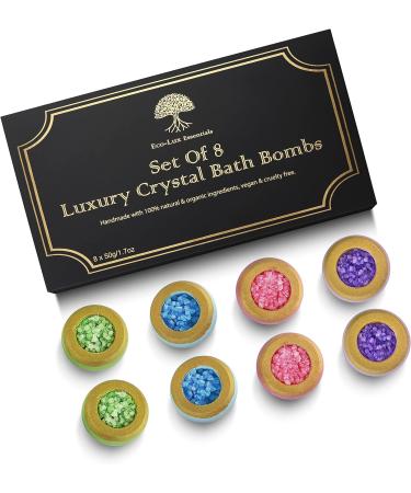 8-Piece Luxury Bath Bomb Set | Natural Organic Vegan Spa Pampering | Essential Oil Scented Fizzers for Home Spa, Birthday, Christmas Gifts - Buy Online on SooperMarket.com