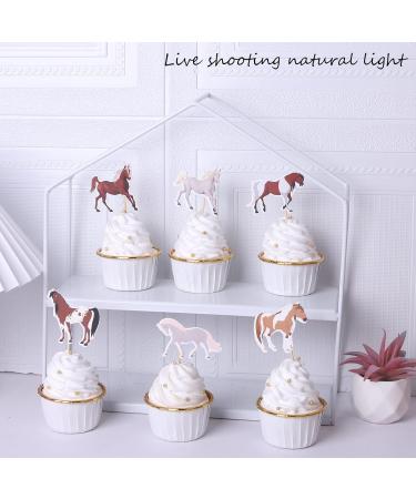 36-Piece Horse Cupcake Topper Set | Wild Animal Birthday Decorations | Muffin & Cake Decor for Baby Showers & Birthdays - Buy Online on SooperMarket.com