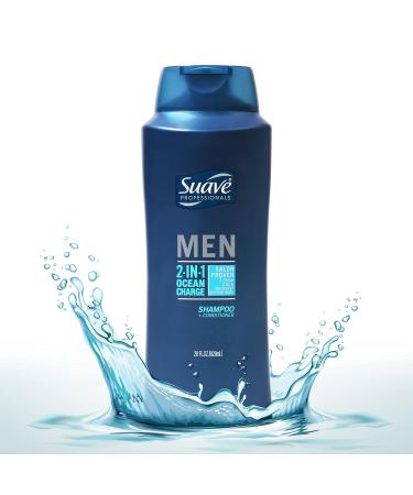 Suave Men 2-in-1 Shampoo & Conditioner - Ocean Charge Residue-Free 28 oz - Clean Hair International Shipping - Buy Online on SooperMarket.com