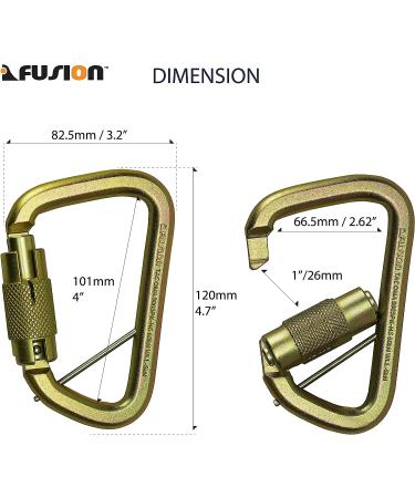 Fusion Tacoma D-Shaped Triple Lock Alloy Steel Carabiner - Gold | Heavy-Duty Climbing Gear - Buy Online on SooperMarket.com