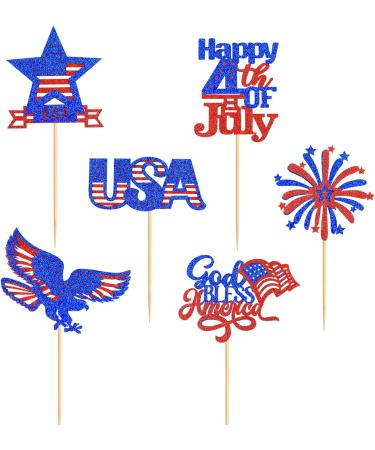 24 Pcs Independence Day Cupcake Toppers Glitter National Flag Cake Topper Picks Toothpick Toppers 4th of July Flag Day Photo Props for Patriotic Party Supplies (eagle-godbless-you) - Buy Online on SooperMarket.com