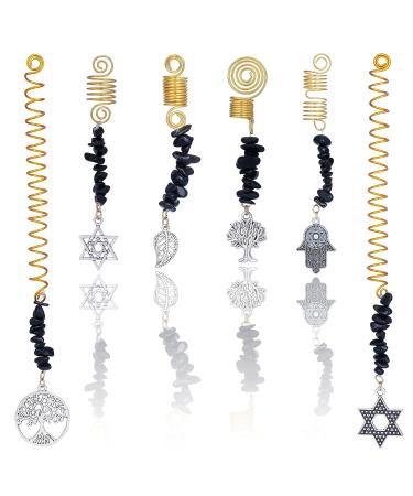 FRESHME Hair Clips for Braids Set - 6pcs Black Crystal Hair Jewelry Beads for Women and Girls - Medieval Viking Costume Decorations - Buy Online on SooperMarket.com