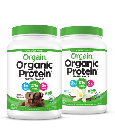 Orgain Bundle - Chocolate and Vanilla Bean Protein Powder - (20 Servings Each) Vegan, Low Net Carbs, Made Without Dairy, Gluten and Soy Flavor Bundle