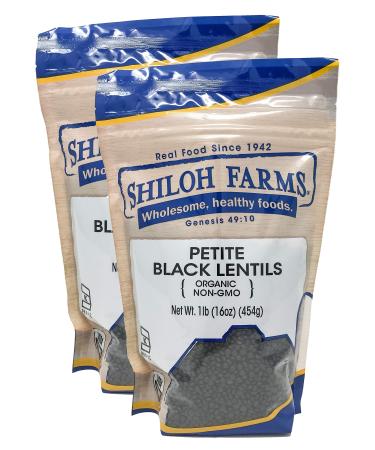 Shiloh Farms - Organic Petite Black Lentils 16 oz - 2 Pack 16.0 Ounce (Pack of 2)