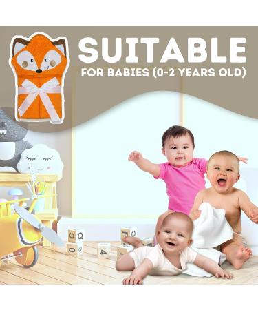 Mother's Choice 100% Cotton Baby Towel with Hood - Ultra Soft & Absorbent (75x75cm) - Large Bath Towel for Newborns & Infants - 3D Fox Hooded Design - Orange Fox - Buy Online on SooperMarket.com