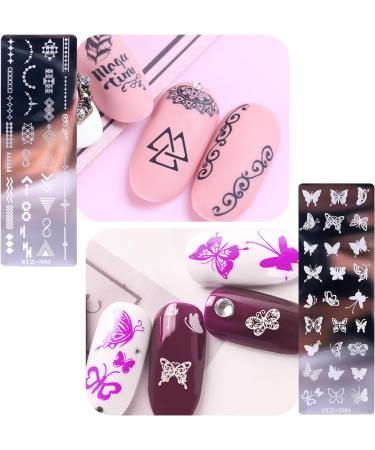 Nail Art Stamping Templates 8pcs Nail Stamping Templates with Nail Stamper and Scraper for DIY Nail Art Decoration Nail Salon Design - Buy Online on SooperMarket.com