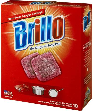 Brillo Steel Wool Soap Pads 18 Count (Pack of 2) - Long Lasting Original Scent Cleaning - Buy Online on SooperMarket.com