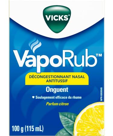 Vicks VapoRub Nasal Decongestant Cough Suppressant Relief from Cold Aches & Pains Chest Rub Ointment Lemon scent 100 g/115 mL 115 mL Lemon - Buy Online on SooperMarket.com