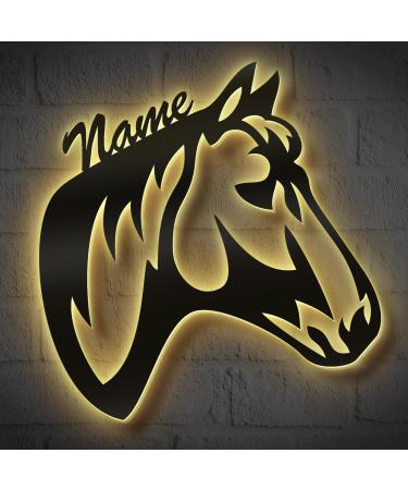 Schlummerlicht24 LED 3D Wood Design Motif Electronics Lamp Horse-Ration Horse Horse Horse Horse Gift E with Name-N For Women Girls Child-Er Frau Zimmer-Einst tzung Children's Day