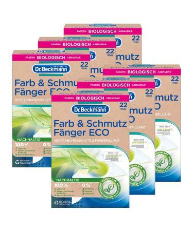 Dr.Beckmann color & dirt catcher eco |Long -lasting color protection for up to 180 washes |Reusable cloth |6x 22 towels 6 Pack
