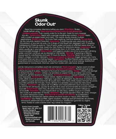 Skunk Odor Out by EnviroFresh For Dogs Cats Pets Animal Cage Cleaning Spray Skunk Odor Eliminator Made In Canada (Skunk Odor Remover Spray (950 mL)) - Buy Online on SooperMarket.com