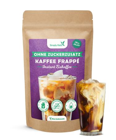 Simply Keto Frapp Pulver 200g - Lower Carb* Instant iced coffee powder for 11 portions - ice coffee without sugar - preparation in 2 minutes - perfect for a Lower Carb* diet or ketogenic diet