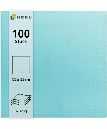 HEKU 100 Light Blue 3-Layer Napkins - 33x33cm Highly Absorbent Stylish & Uniform Quality for Events | Practical 5-Pack - Buy Online on SooperMarket.com