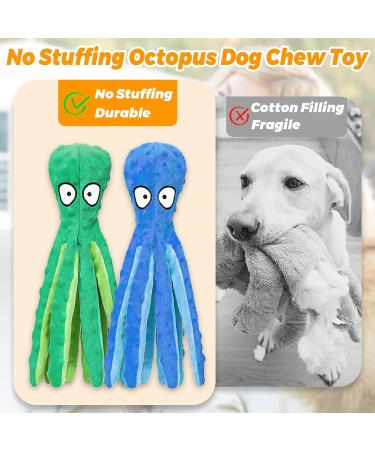 Wandergo Squeaky Dog Toys 2 PCS Octopus Dog Toy with Crinkle Paper Plush Dog Teeth Cleaning Toy Dog Soft Toy Durable Dog Toys for Large Dogs Medium Dogs Playing(Blue+Green) - Buy Online on SooperMarket.com