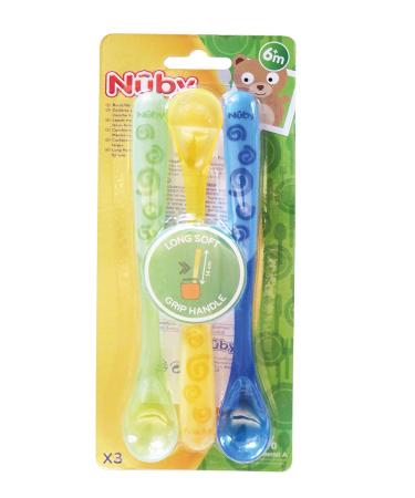 Nuby ID5377 Long Porridge Spoon - Pack of 3 in Assorted Colours | Best International Shipping - Buy Online on SooperMarket.com