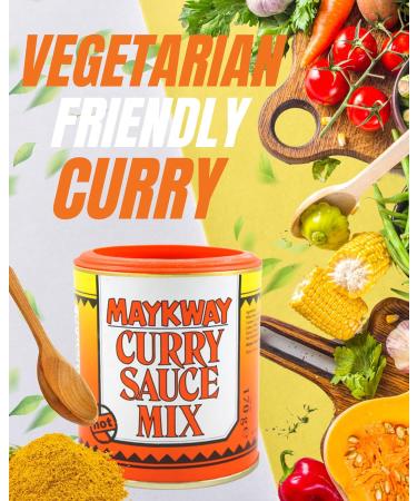 Maykway Curry Sauce Mix Hot with Curry Recipe Leaflet (170g x 3 Packs) | Ideal Curry Kit with 3 Pcs. Maykway Curry Powder and Recipe Card | Curry Mix Suitable for Vegetarians - Buy Online on SooperMarket.com