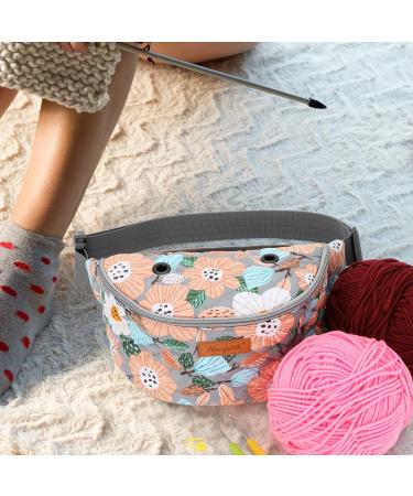 Hanfetch Yarn Crossbody Waist Bag- Small Yarn Storage Organizer (Flower-Grey) - Buy Online on SooperMarket.com