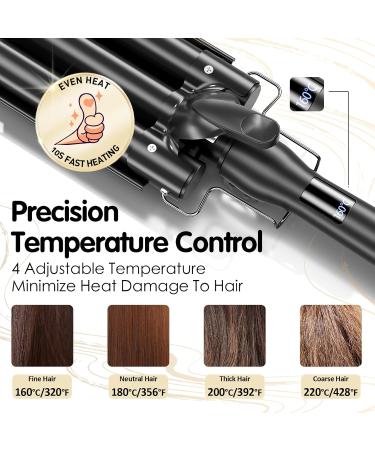 1 Inch Hair Crimper with 3 Barrel Beach Waver - Foldable 25mm Curling Iron with Adjustable Heat & LCD Display | International Shipping - Buy Online on SooperMarket.com