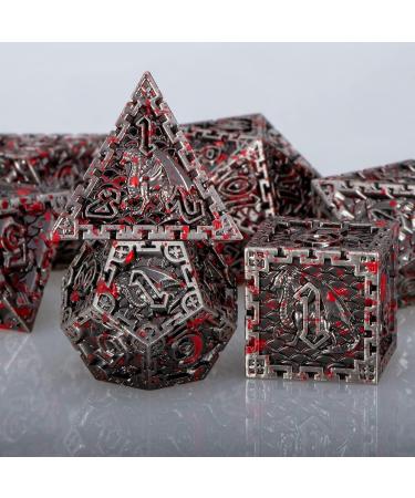 DND Metal Dice Set ARUOHHA Dungeons and Dragons Dice with Gift Box Polyhedral Dice Set Large D&D Dice for MTG Warhammer Pathfinder RPG D+D Roll Playing Dice 6 Sided D and D Dice D20 D12 D10 D8 D6 D4 Ancient Silver With Blood Splash - Buy Online on SooperMarket.com