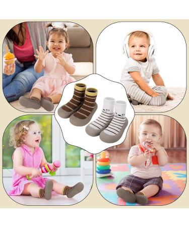 Zuimei 2 Pairs Toddler Sock Shoes | Baby Boys Girls First Walking Shoes | Anti-Slip Rubber Sole | Infant Slippers (6-12 months) - Buy Online on SooperMarket.com