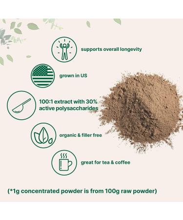 Organic Reishi Mushroom Powder 8oz | 100:1 Extract, 30% Polysaccharides | Immune System Support & Antioxidant | US Grown & Sustainably Sourced - Buy Online on SooperMarket.com