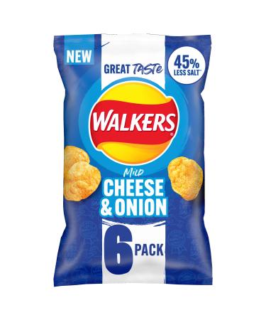 Walkers Less Salt Mild Cheese & Onion 6pk