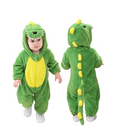 Doladola Unisex Baby Toddlers Romper Jumpsuit Hooded Cartoon Sleepsuits Infant Outfit 3 5-4 5 Years New Green Dinosaur