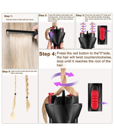 Automatic Hair Braider Electronic Hair Braid Maker Twister with Comb - Black - Buy Online on SooperMarket.com