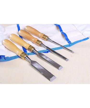 Schaaf Tools 4-Piece Wood Chisel Set | Finely Crafted Woodworking Hand Tools | Durable Cr-V Steel Bevel Edged Blade  Tempered to 60HRc | Tool Roll Included - Buy Online on SooperMarket.com