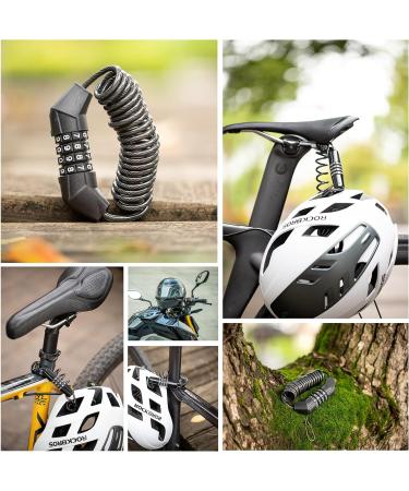 Rockbros Bicycle & Helmet Lock Cable - 150cm Zinc Alloy & PVC Security with 4-Digit Code - Ideal for Bikes Helmets & Strollers - Buy Online on SooperMarket.com