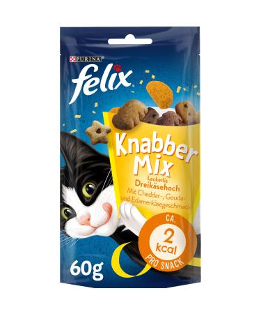 FELIX KnabberMix Dreik sehoch cat snack crunchy treat with cheese flavour pack of 8 (8 x 60g)