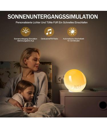 Buy Togaga Light Alarm Clock - Sunrise Sunset Simulation Dual Alarms 11 Colors & 7 Natural Sounds - Perfect Bedside Lamp for Adults - Buy Online on SooperMarket.com