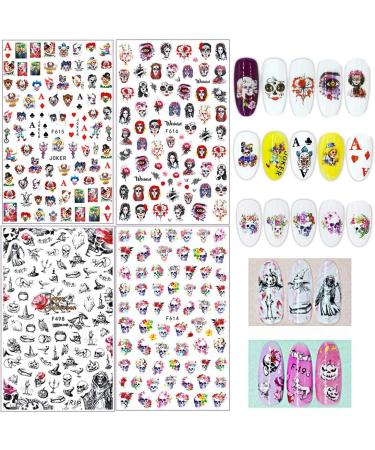 Kalolary 12 Sheets Halloween Nail Art Stickers Decals DIY Self-Adhesive Nail Sticker Decals Nail Art Tips Stencil Nail Decorations for Halloween Party Include Pumpkin/Bat/Ghost/Witch etc - Buy Online on SooperMarket.com