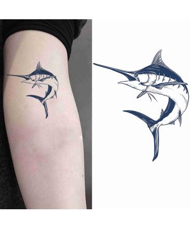 Dopetattoo 6 Sheets Temporary Tattoos for Women Adults Marlin Swordfish Jumping Fish Sailfish Temporary Fake Tattoo Men Woman Neck Arm