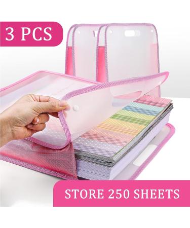 Caydo Pink Scrapbook Paper Storage Organizer for 12x12 Sheets with Transparent Handle - Buy Online on SooperMarket.com