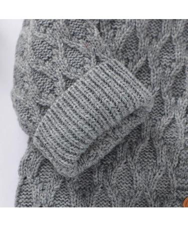 DovFanny Baby Romper Suit | Solid Color Knit Jumpsuit with Hat | Newborn 3-6 Months | Grey - Buy Online on SooperMarket.com