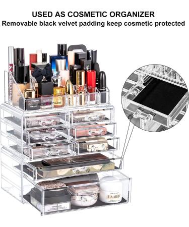 DreamGenius 3-Piece Acrylic Makeup Organizer Set with 8 Drawers - Stackable Vanity and Bathroom Cosmetic Storage - Buy Online on SooperMarket.com