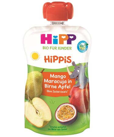 Hipp Hippis squeezing bag mango maracuja in pear apple 100% organic fruits without added sugar 6 x 100 g bag H 8570 Man.-Mara./Bi.-apf.100g 100 g (6 -pack) single
