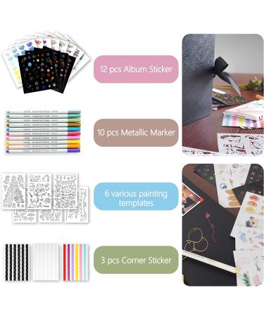 Bemece Scrapbook Album 12.6x8.3 Inch | 80 Pages | Extra Large DIY Handmade Album for Anniversary, Wedding, Travel | Black Card Design with Pen | Craft Paper Thick Scrapbook - Buy Online on SooperMarket.com