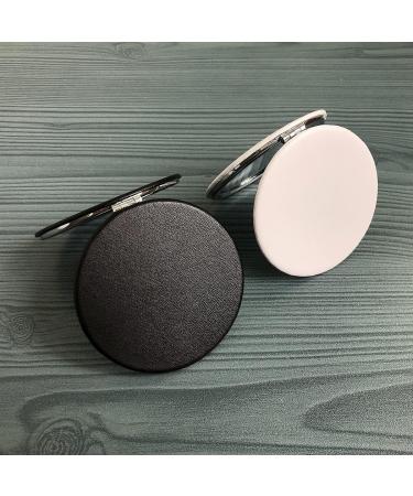 Zcooooool Round Folding Makeup Mirror 8CM - Professional Double-Sided Compact Mirror, PU Surface, Handbag Mirror, White - Buy Online on SooperMarket.com