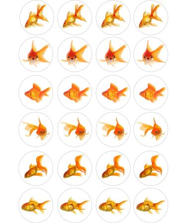 24 edible PRE CUT Goldfish style kids childrens party decorations Wafer Paper Cupcake Fairy Cake Toppers - Buy Online on SooperMarket.com