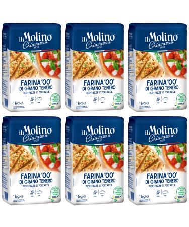il Molino Chiavazza - Authentic Italian Soft Wheat Type ''00'' Pizza Flour 1kg - Pack of 6 | Perfect for Traditional Pizza & Focaccia