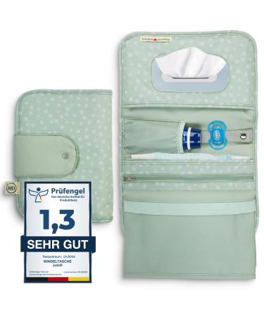 Jubi diaper bag with changing mat for on the go with extra space - small diaper bag - mint with dots