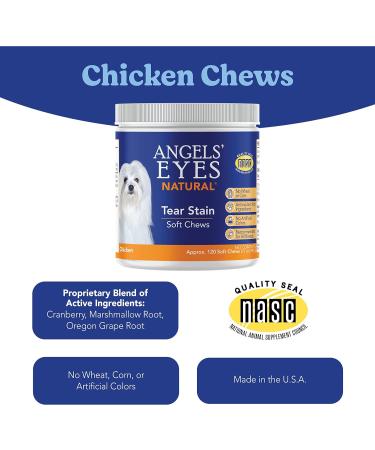 Angel's Eyes NATURAL Tear Stain Prevention Soft Chews for Dogs - 120 Ct - Chicken Formula (AENSC120D) 120 Count (Pack of 1) - Buy Online on SooperMarket.com