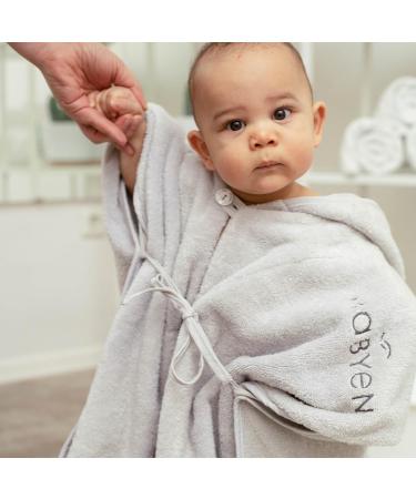 Mabyen Baby Hooded Bathrobe - 100% Organic Cotton Baby Poncho in Light Grey | Eco-Friendly One Size International Shipping - Buy Online on SooperMarket.com