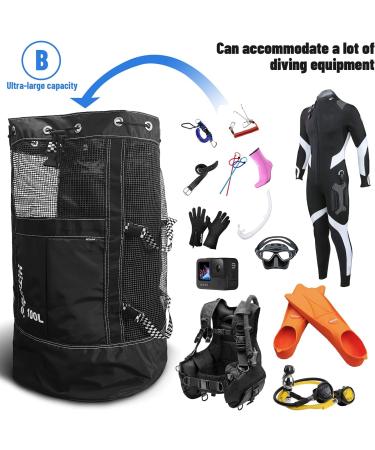 Hiturbo 22 Gallon Scuba Diving and Snorkeling Gear Backpack - Large Capacity Black Mesh Bag for Diving Equipment - Buy Online on SooperMarket.com