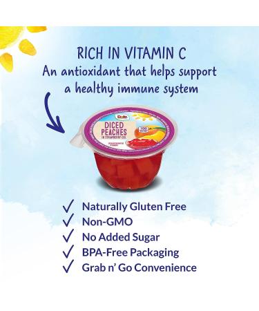Dole Fruit Bowls Diced Peaches in Strawberry Gel - 4.3oz (36 Cups) | Gluten Free Healthy Snack - Buy Online on SooperMarket.com