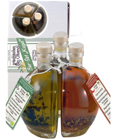 direct&friendly gift set 3 decorative bottles of organic olive oil - naturally cloudy with chili with oregano (3x200ml)
