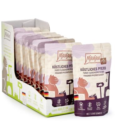 Mjamjam - Premium wet food for cats - squeeze - pure meat enjoyment - pure pure horse 12 -pack (12 x 125 g) grain -free with extra meat horse 125 g (12 pack)