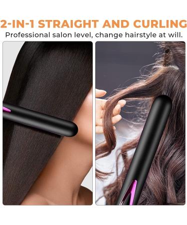 2-in-1 Hair Straightener and Curler - Professional Ceramic Multi-Styler - Dual Voltage - Fast Heating - Purple Black - Buy Online on SooperMarket.com